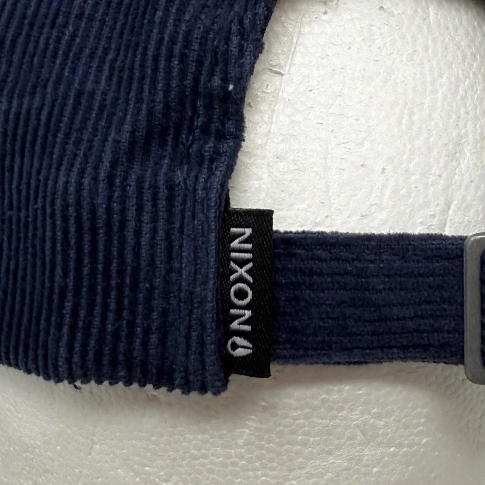 Nixon Harvey Strapback Navy Corduroy Baseball Cap Pennant Logo‎ Adjustable